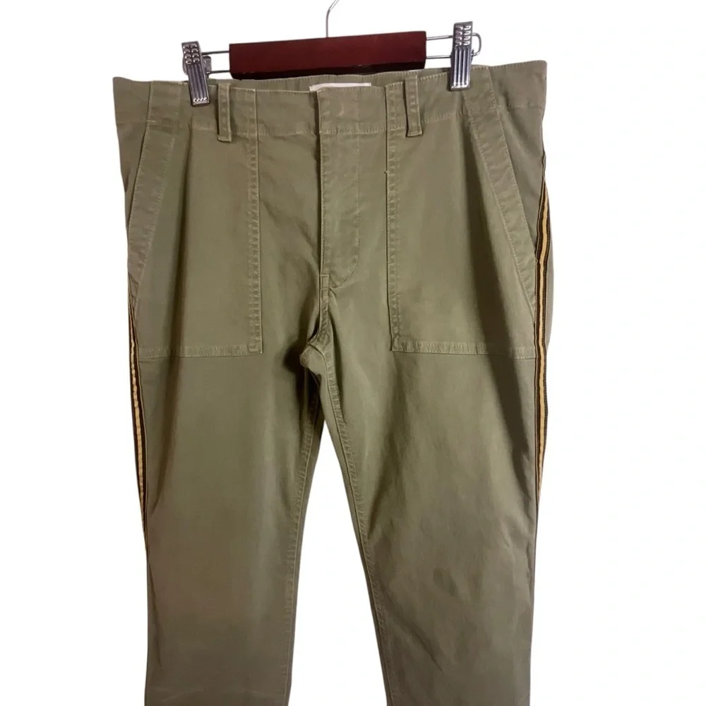 NiLi Lotan Raw Hem‎ Crop Cotton Stretch Twill Pant in Green